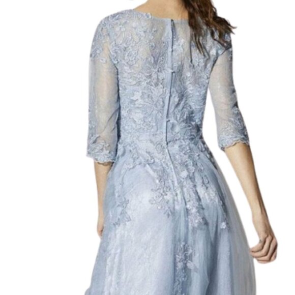 NWT Eureka Fashion 9660 Floral Lace Mother of the Bride Dress Dusty Blue Size XL - Picture 3 of 6